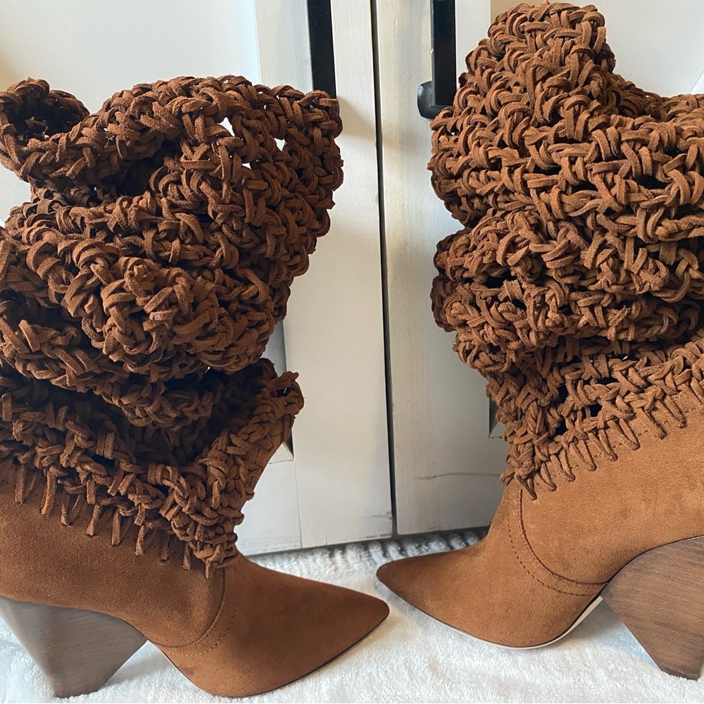 Saint Laurent Nikki 105 Twine Suede Boots - Picture 6 of 7